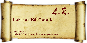 Lukics Róbert névjegykártya